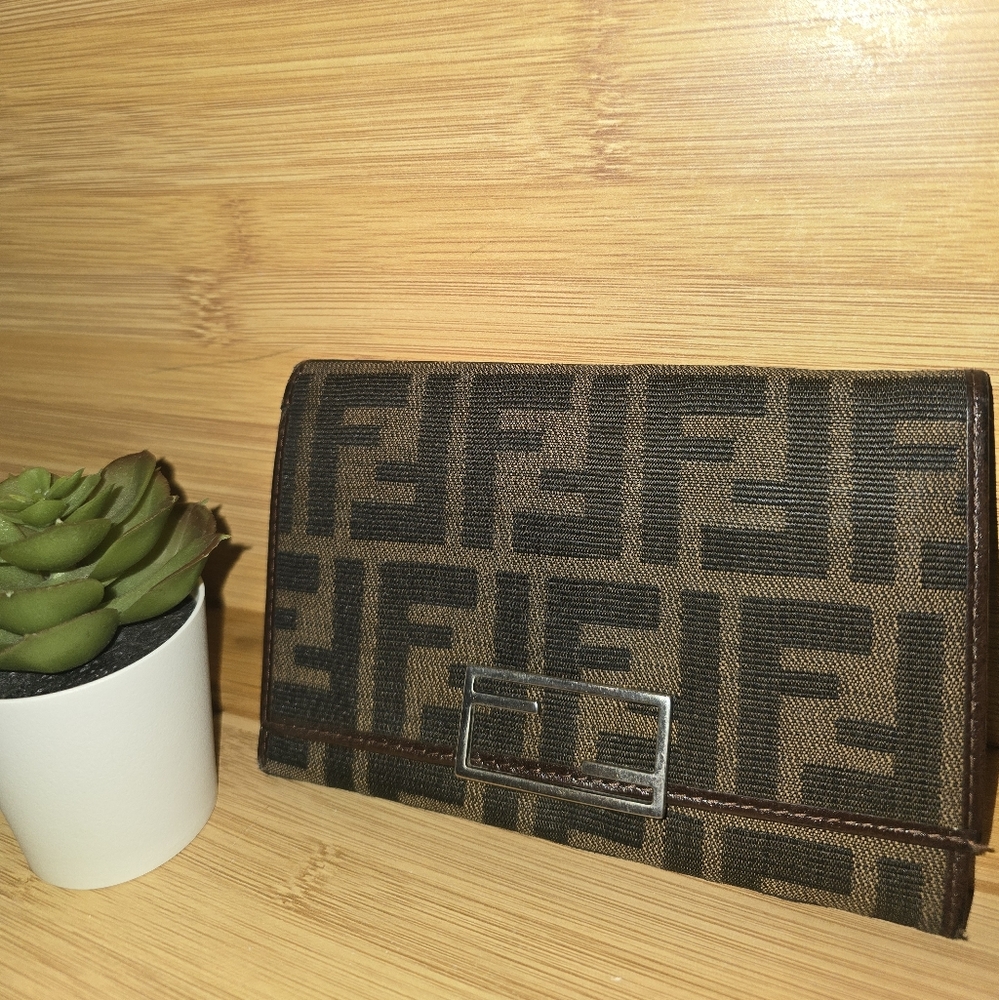Fendi Zucca MONOGRAM long Wallet w Clasp